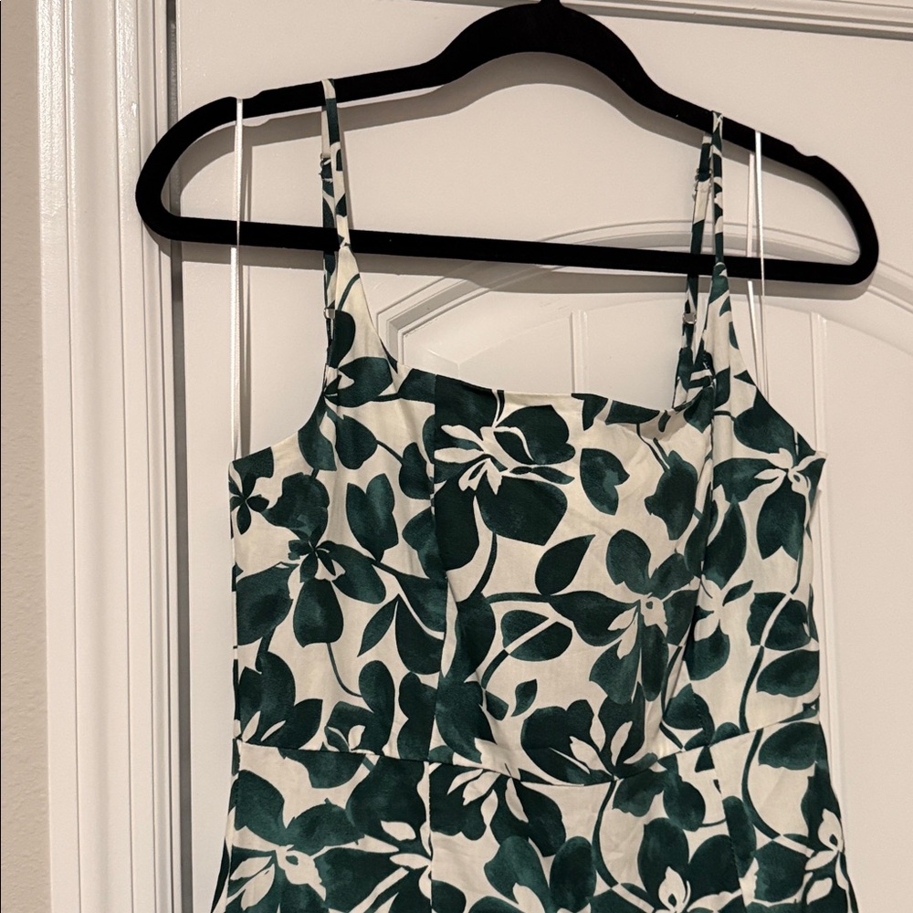 Moon River Green Floral Tiered Midi Dress - Sleeveless Summer Dress - Picture 3 of 6